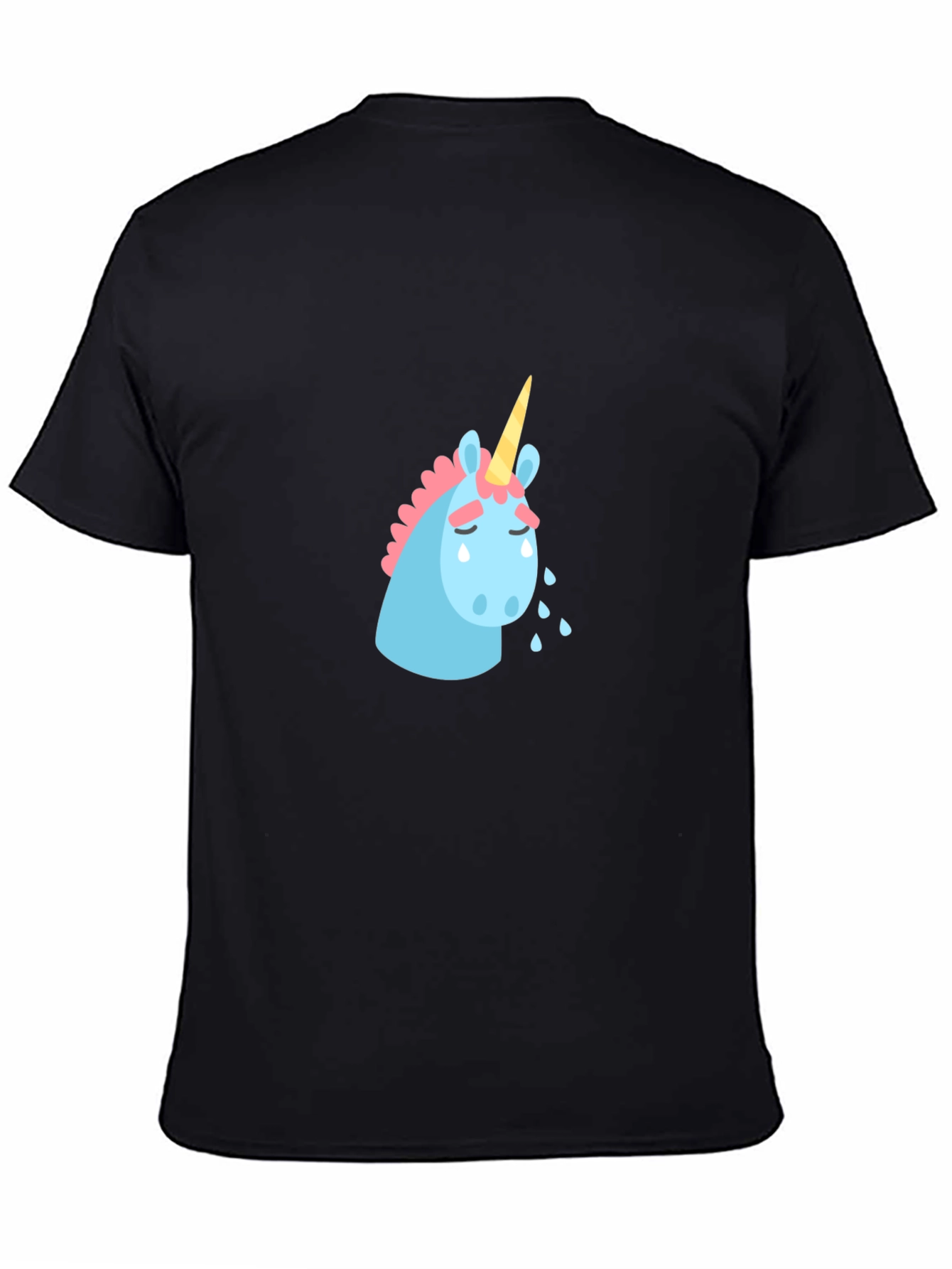 Sad Unicorn Graphic Tee - Black Cotton T-Shirt