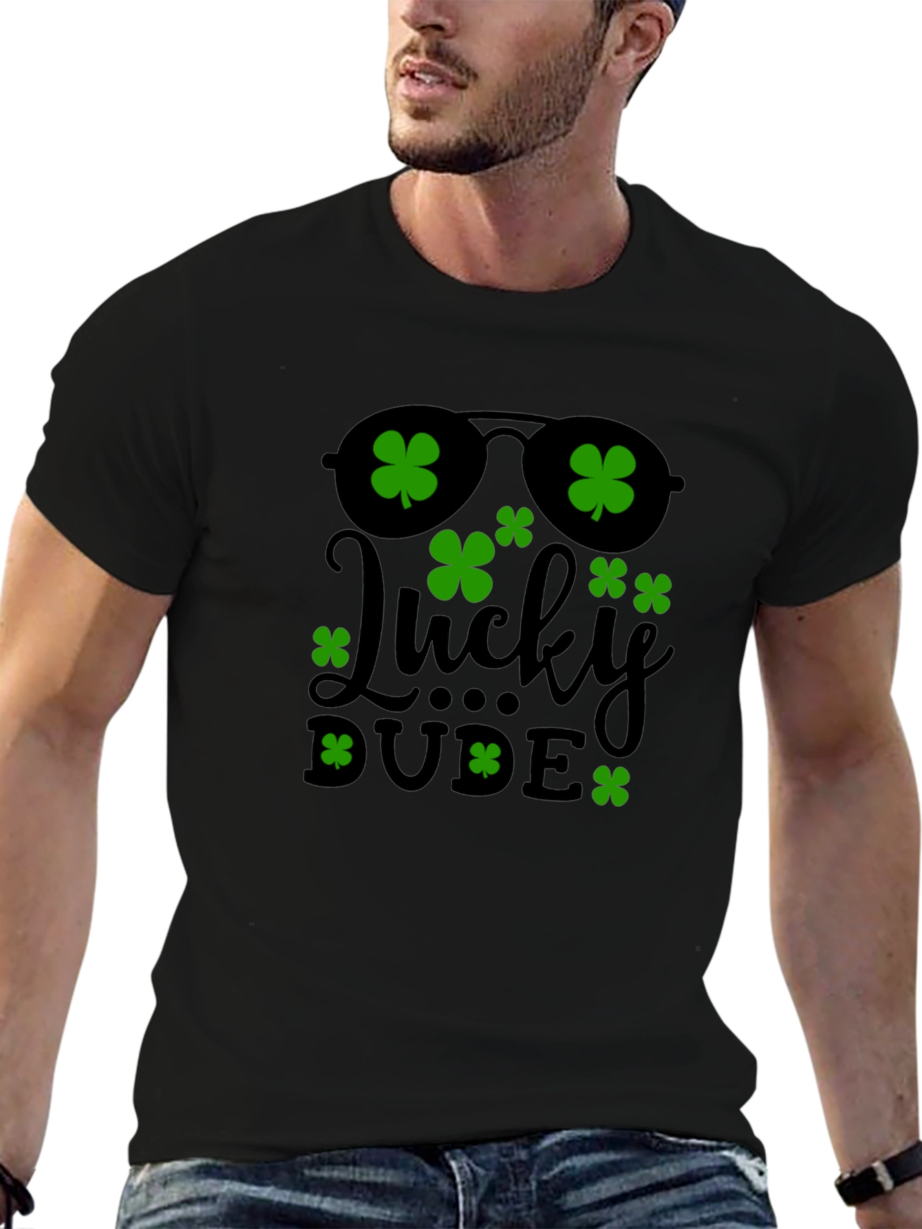 Lucky Dude Shamrock St. Patricks Day Graphic Tee