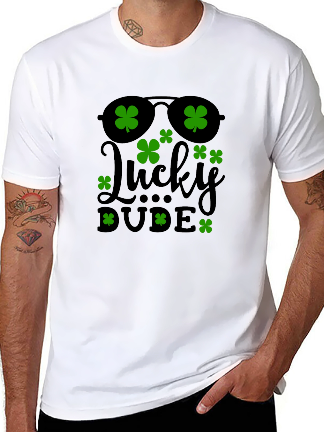 Lucky Dude Shamrock St. Patricks Day Graphic Tee