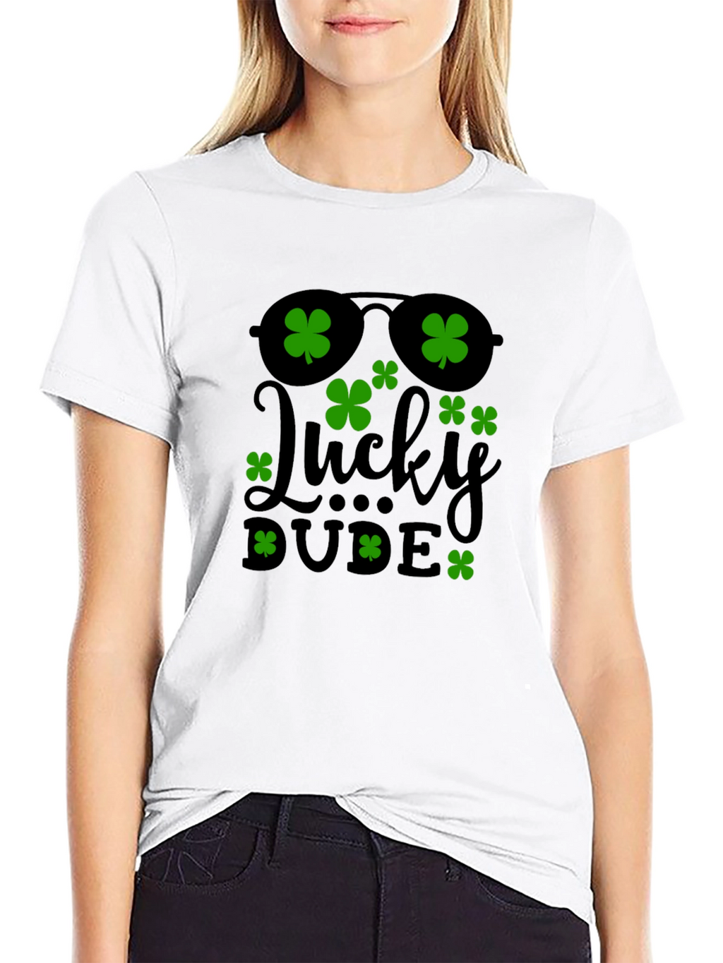 Lucky Dude Shamrock St. Patricks Day Graphic Tee
