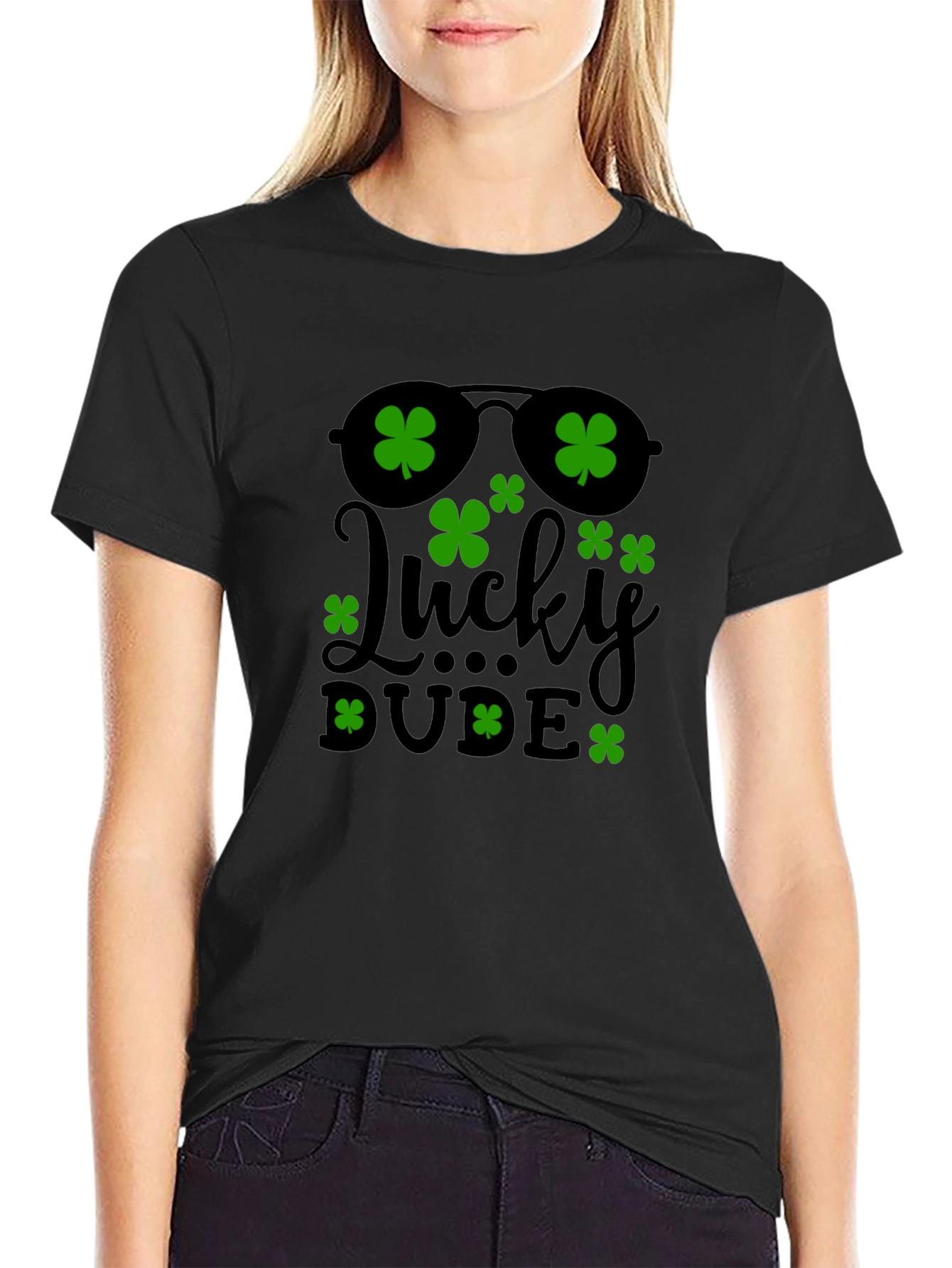 Lucky Dude Shamrock St. Patricks Day Graphic Tee