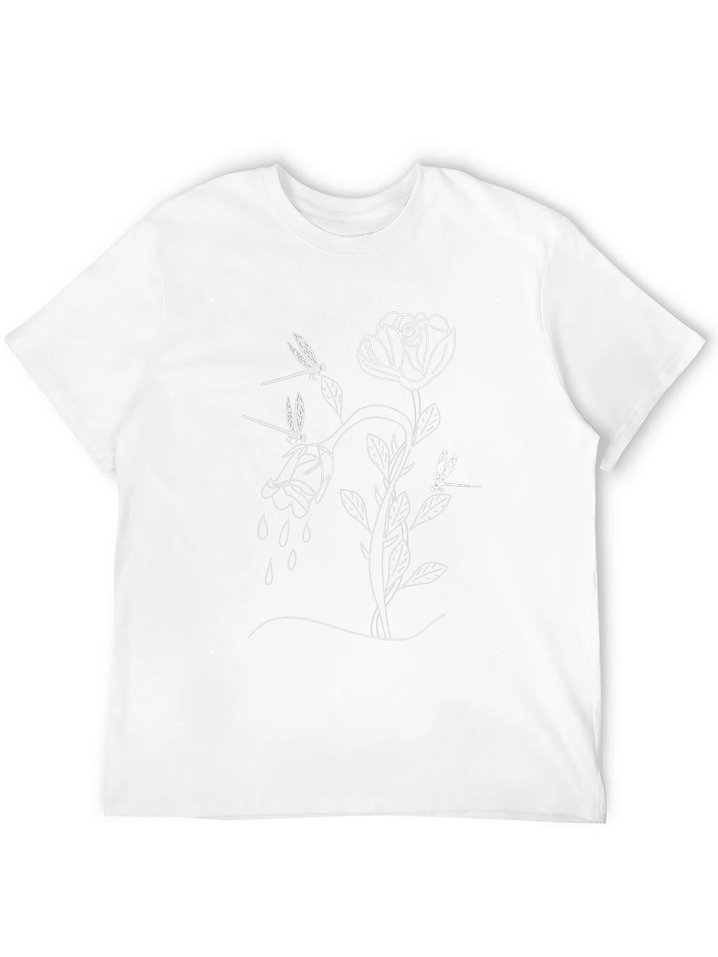 Rose and Dragonfly Graphic Tee - Modern Black T-Shirt