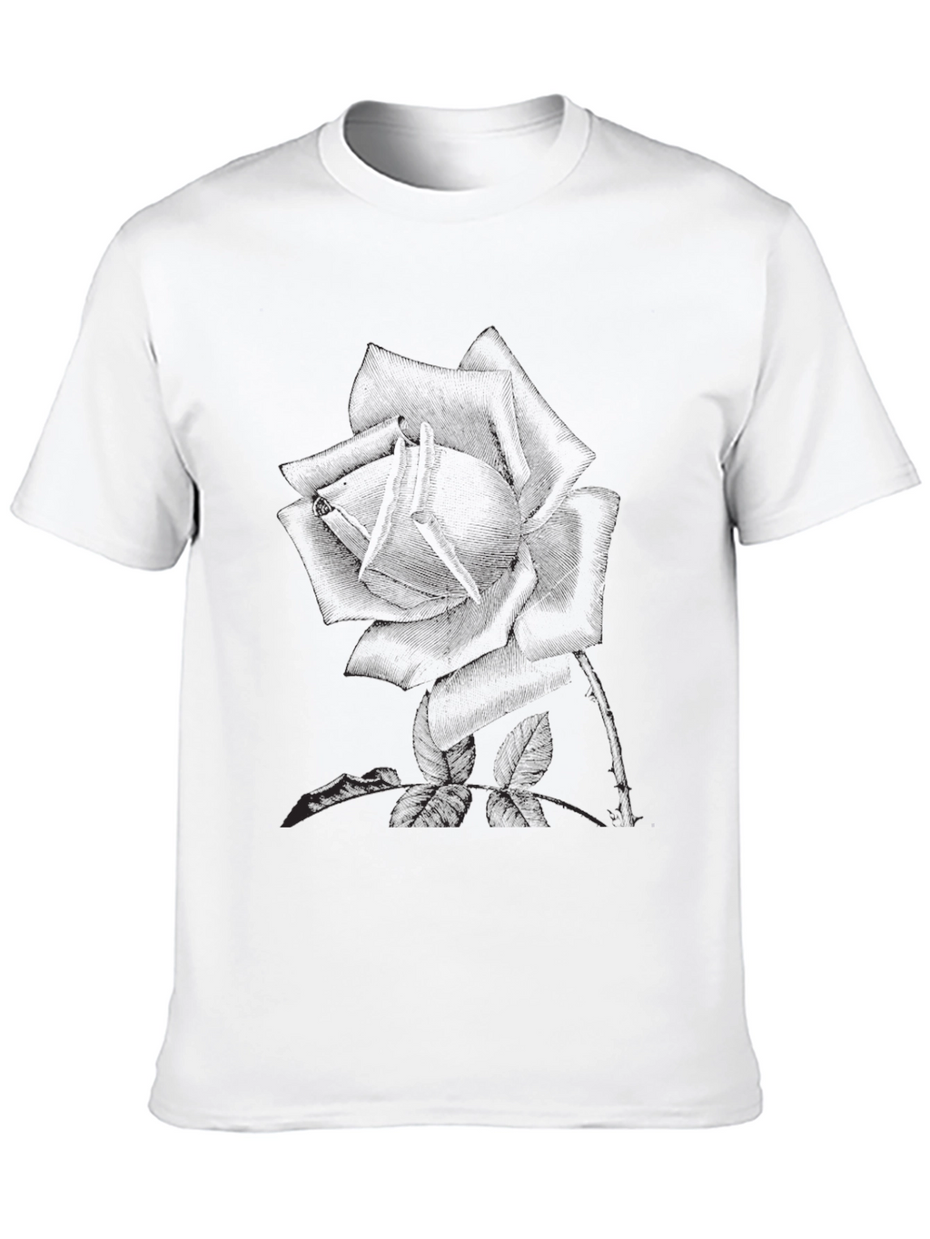 Black T-Shirt with Rose Print