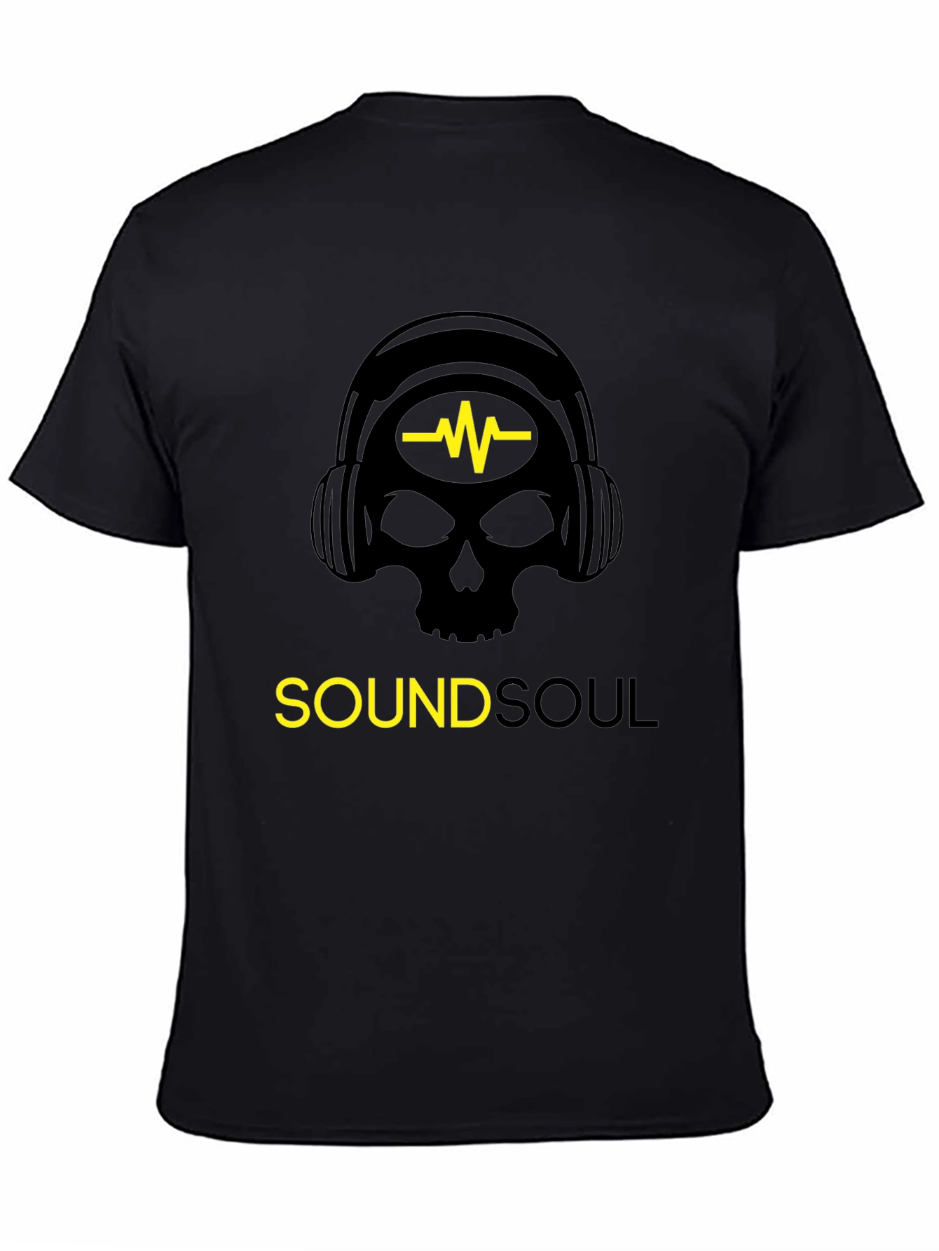 Sound Soul Black T-Shirt - Skull Headphone Graphic Tee