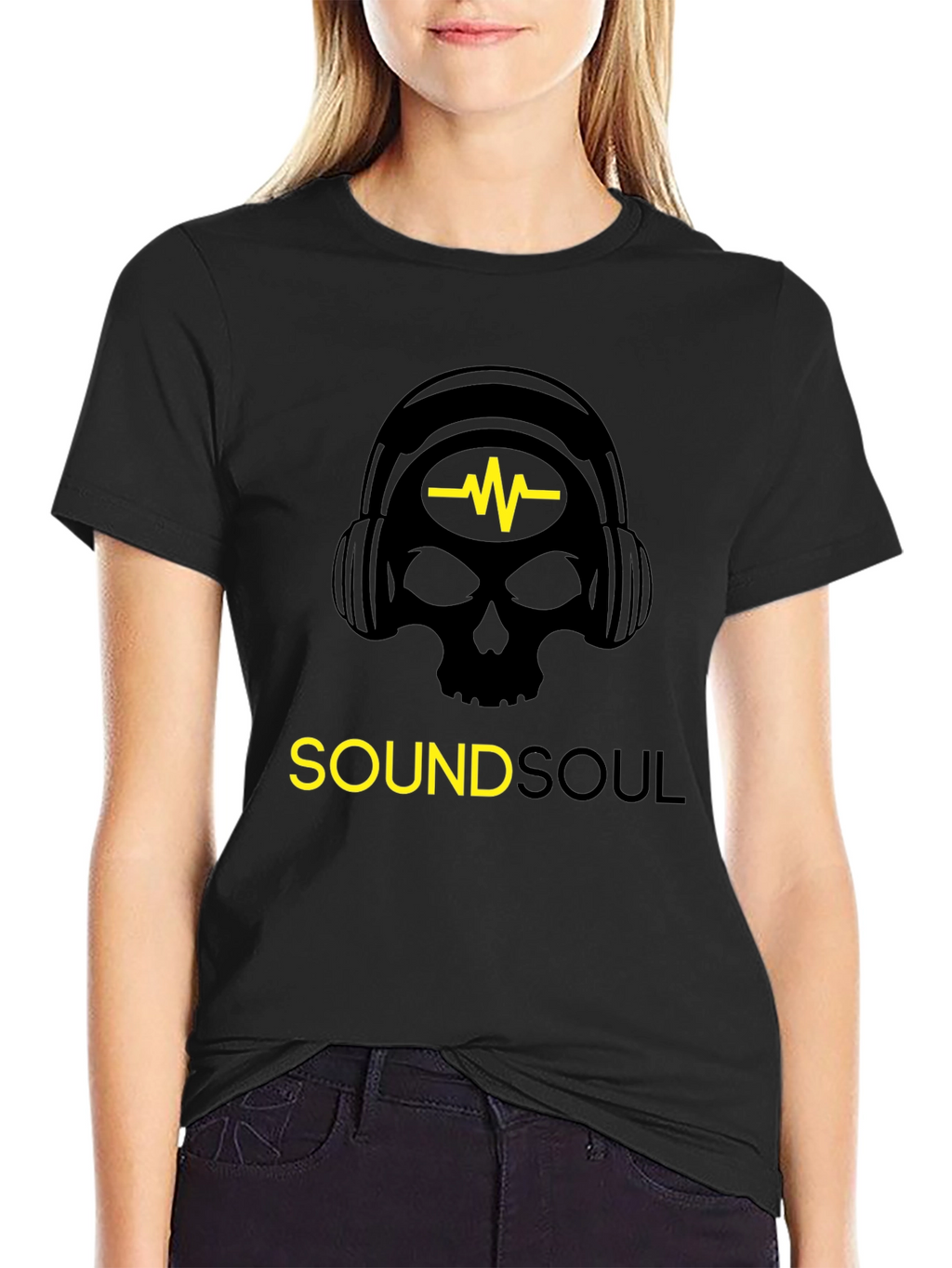 Sound Soul Black T-Shirt - Skull Headphone Graphic Tee