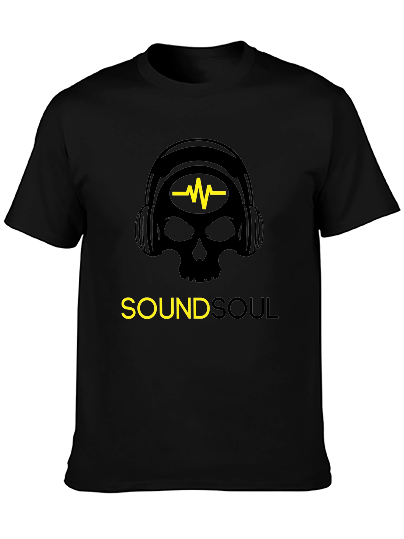 Sound Soul Black T-Shirt - Skull Headphone Graphic Tee