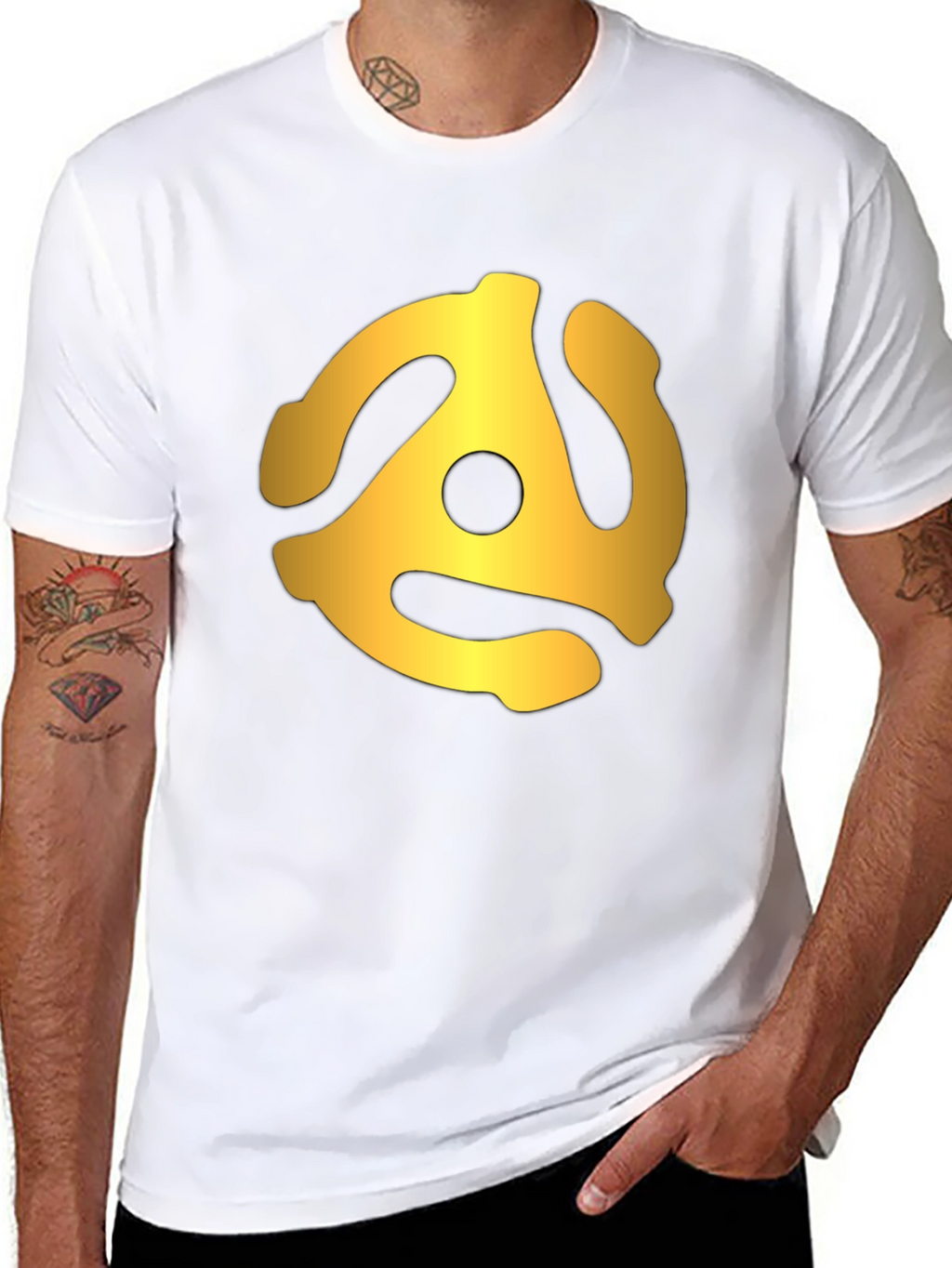 Retro Gold Record Adapter Black T-Shirt