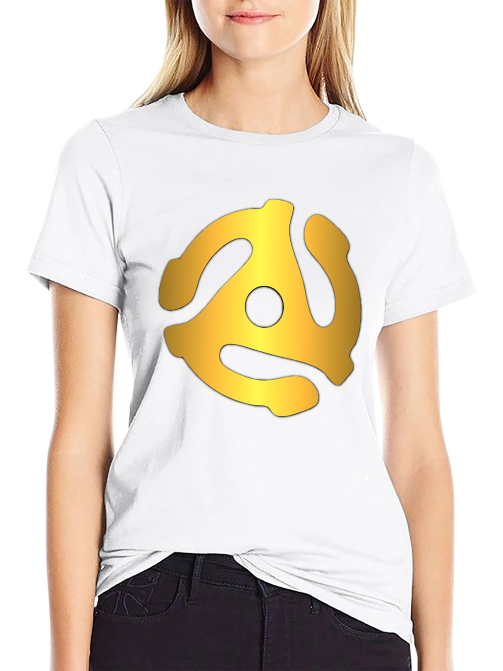 Retro Gold Record Adapter Black T-Shirt