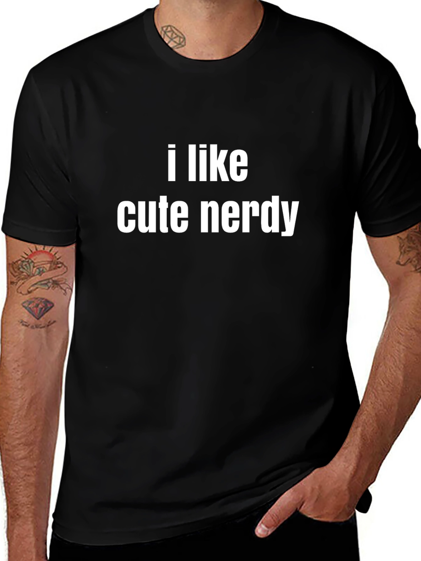 I Like Cute Nerdy T-Shirt - Black