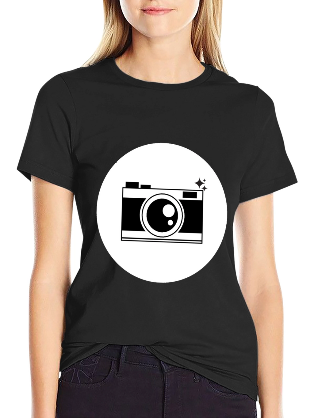 Camera Graphic Print Black T-Shirt