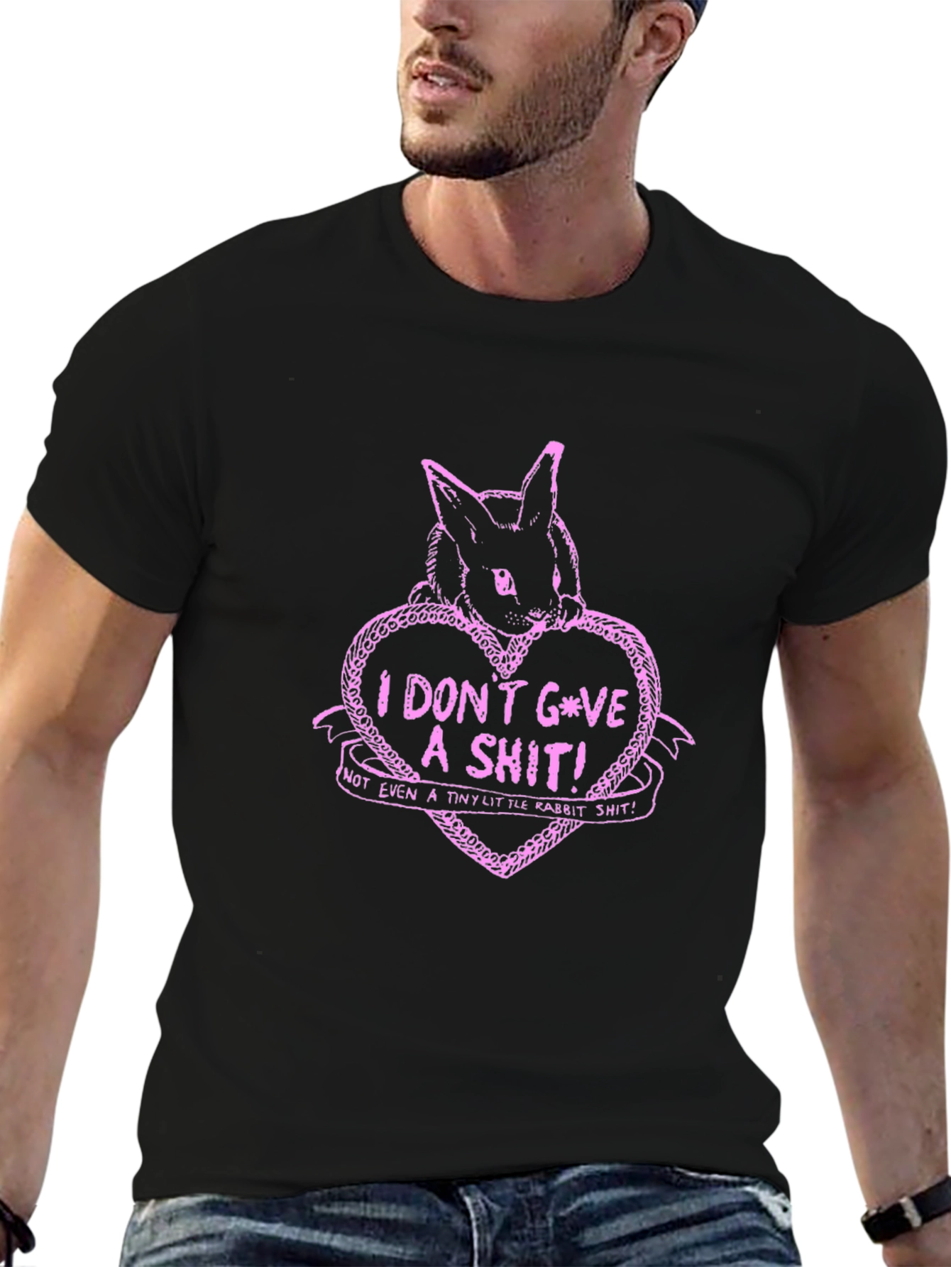 I Dont Give A Shit Bunny T-Shirt - Black
