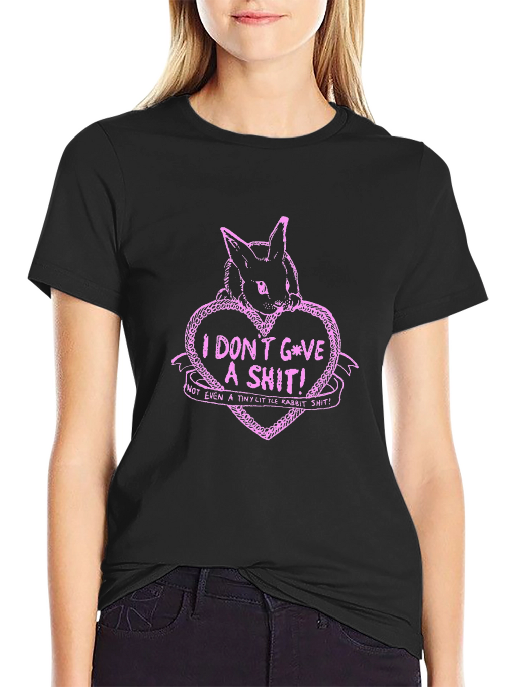 I Dont Give A Shit Bunny T-Shirt - Black