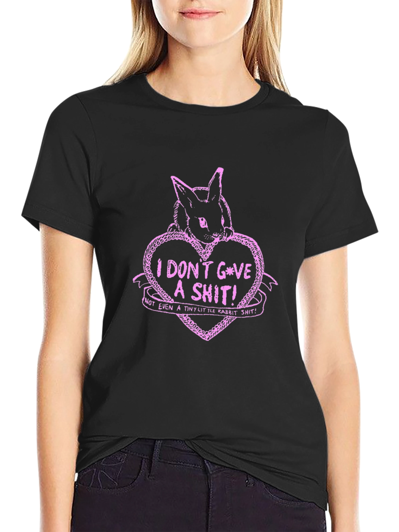 I Dont Give A Shit Bunny T-Shirt - Black