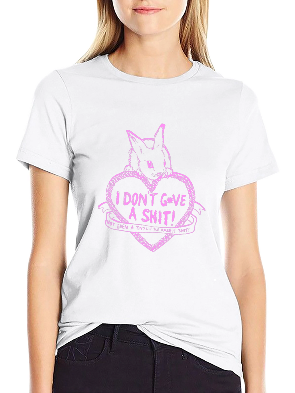 I Dont Give A Shit Bunny T-Shirt - Black