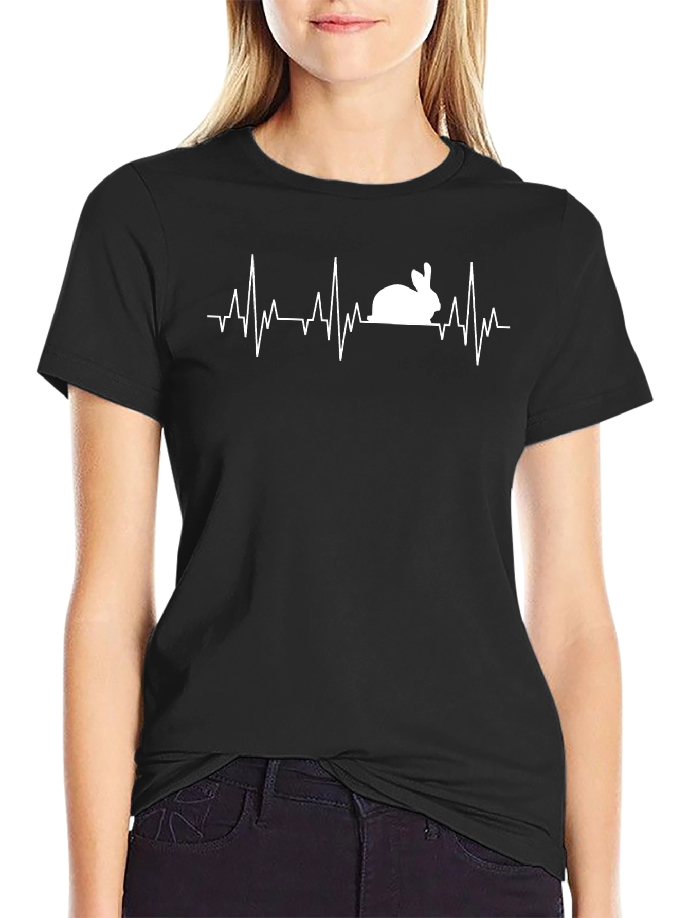 Rabbit Heartbeat T-Shirt - Black