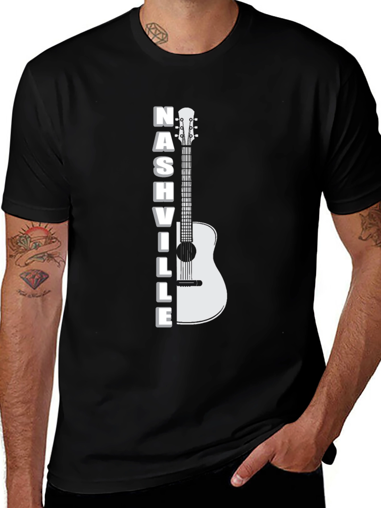 Nashville Guitar Graphic T-Shirt - Cool Music City Tee