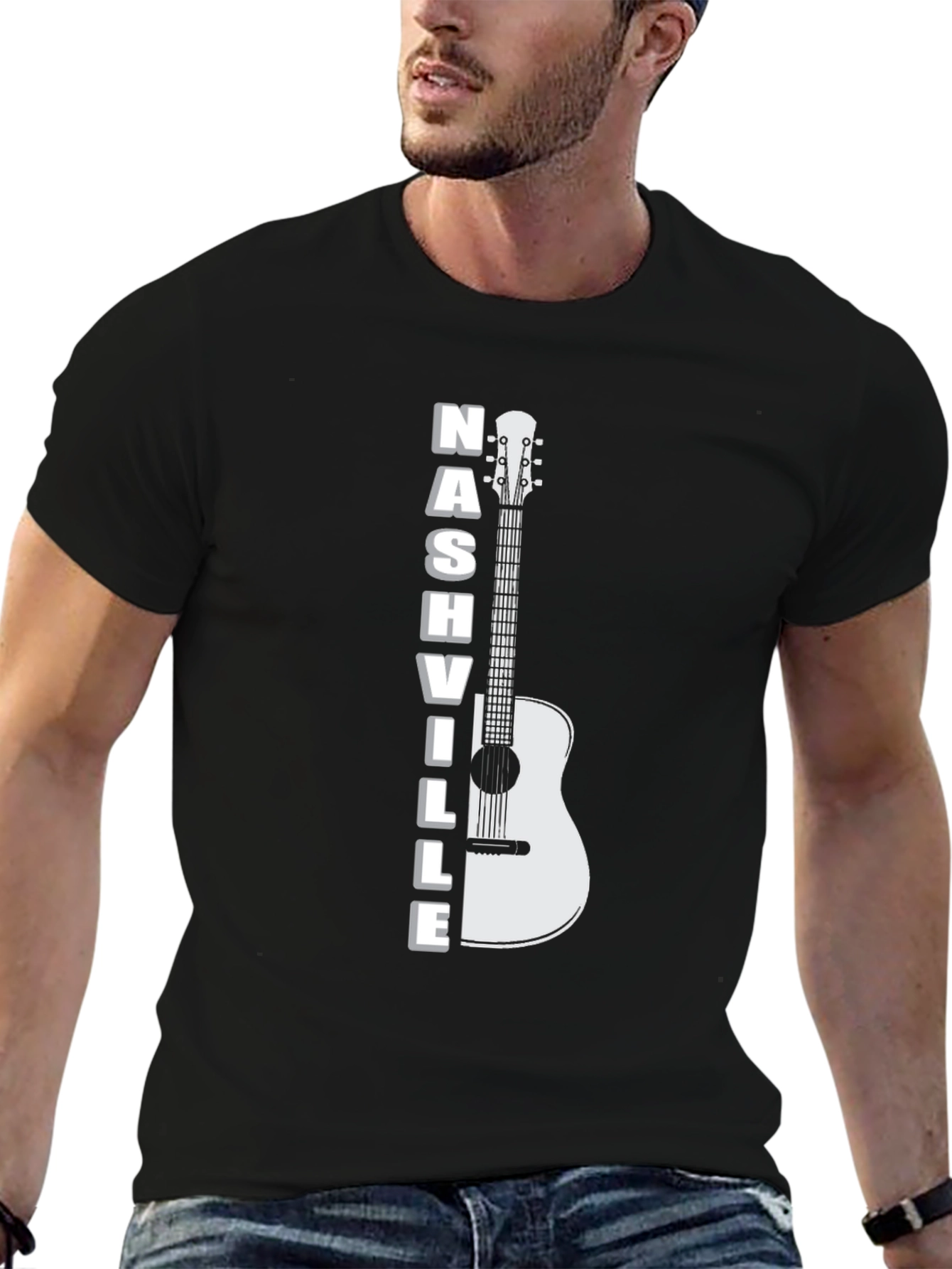 Nashville Guitar Graphic T-Shirt - Cool Music City Tee