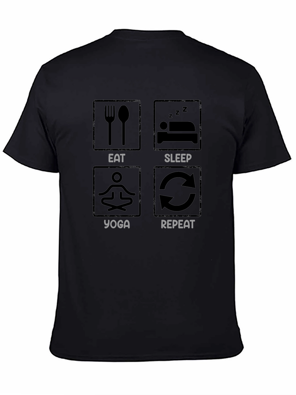 Eat Sleep Yoga Repeat Mens Black Graphic T-Shirt