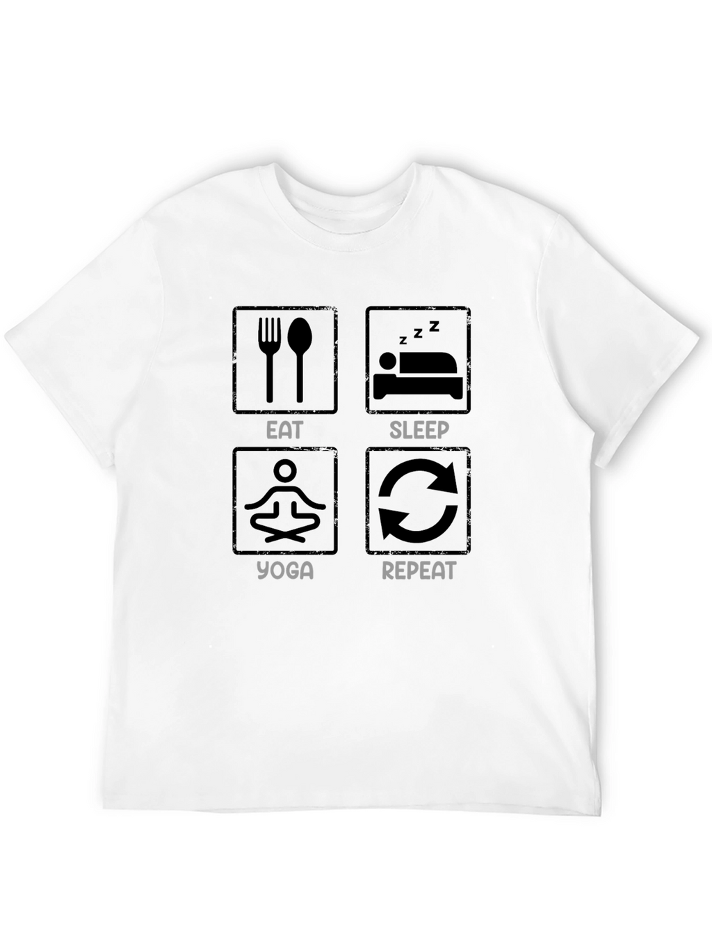 Eat Sleep Yoga Repeat Mens Black Graphic T-Shirt