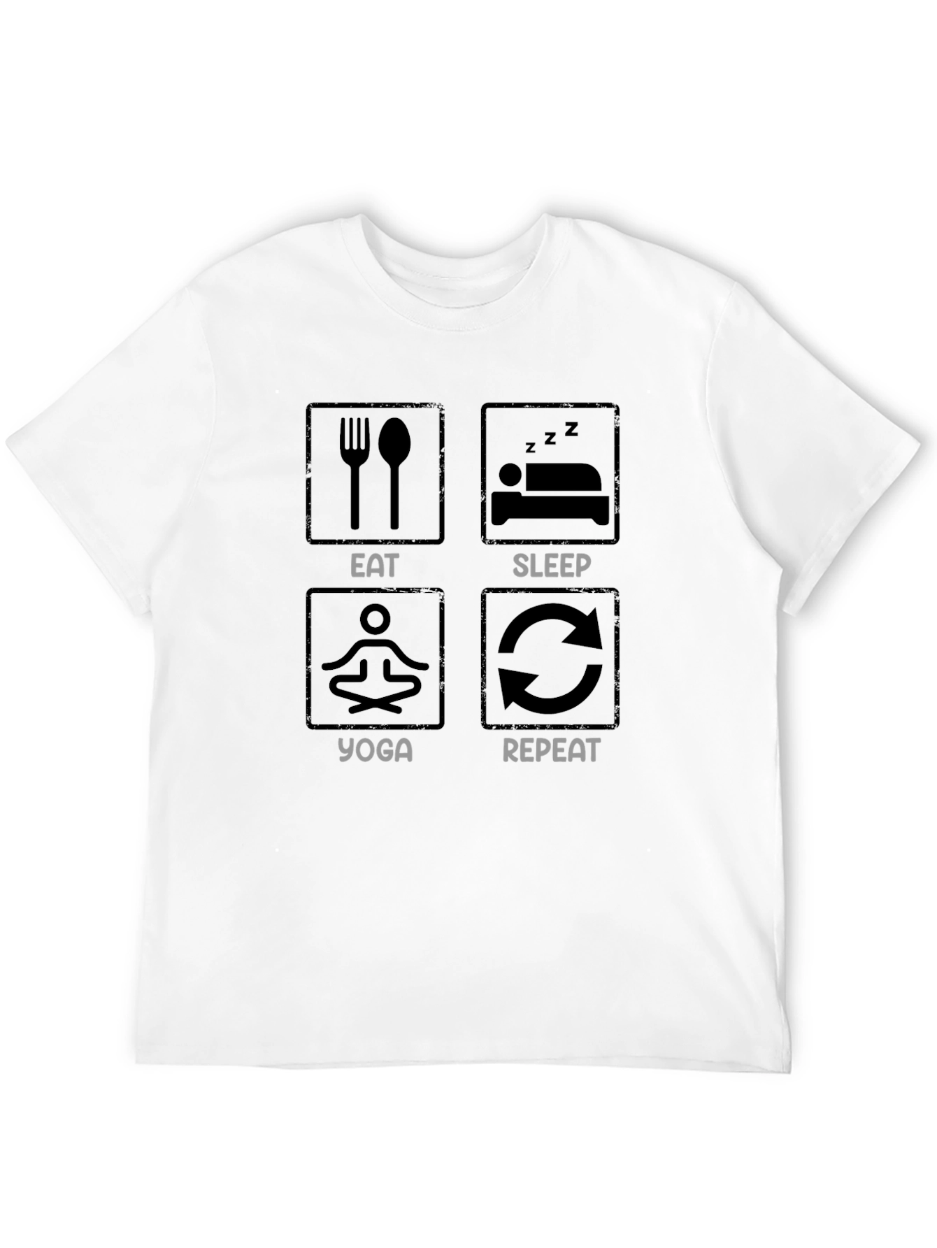 Eat Sleep Yoga Repeat Mens Black Graphic T-Shirt