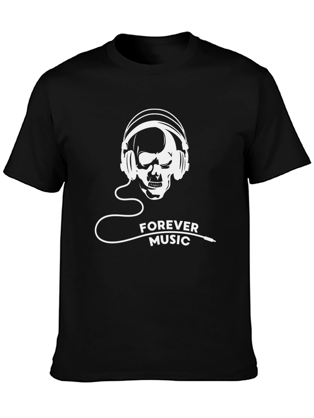 Forever Music Graphic Tee - Skull Headphones Design