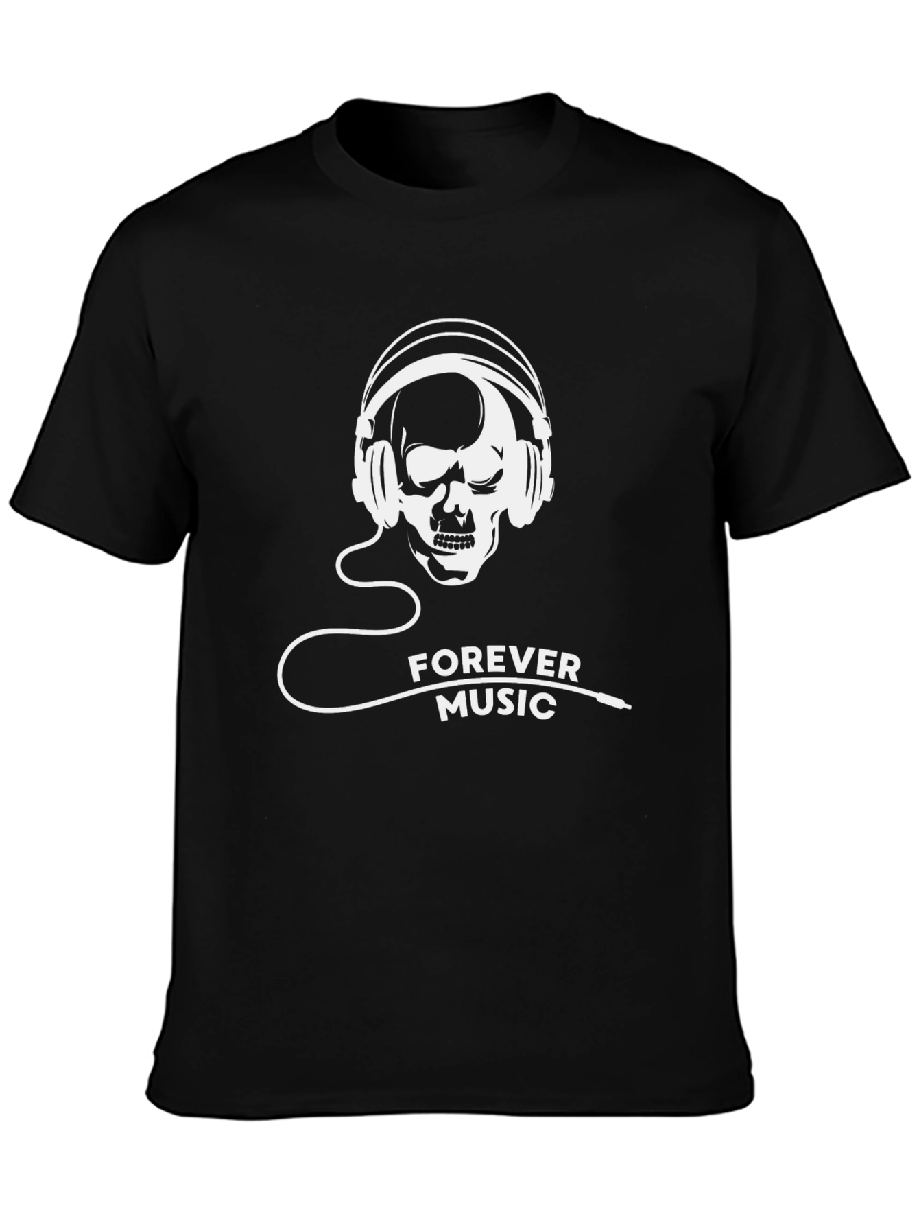 Forever Music Graphic Tee - Skull Headphones Design