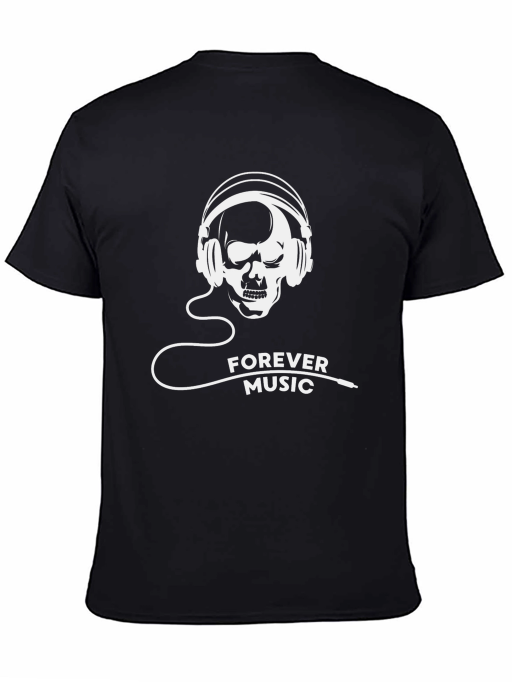 Forever Music Graphic Tee - Skull Headphones Design