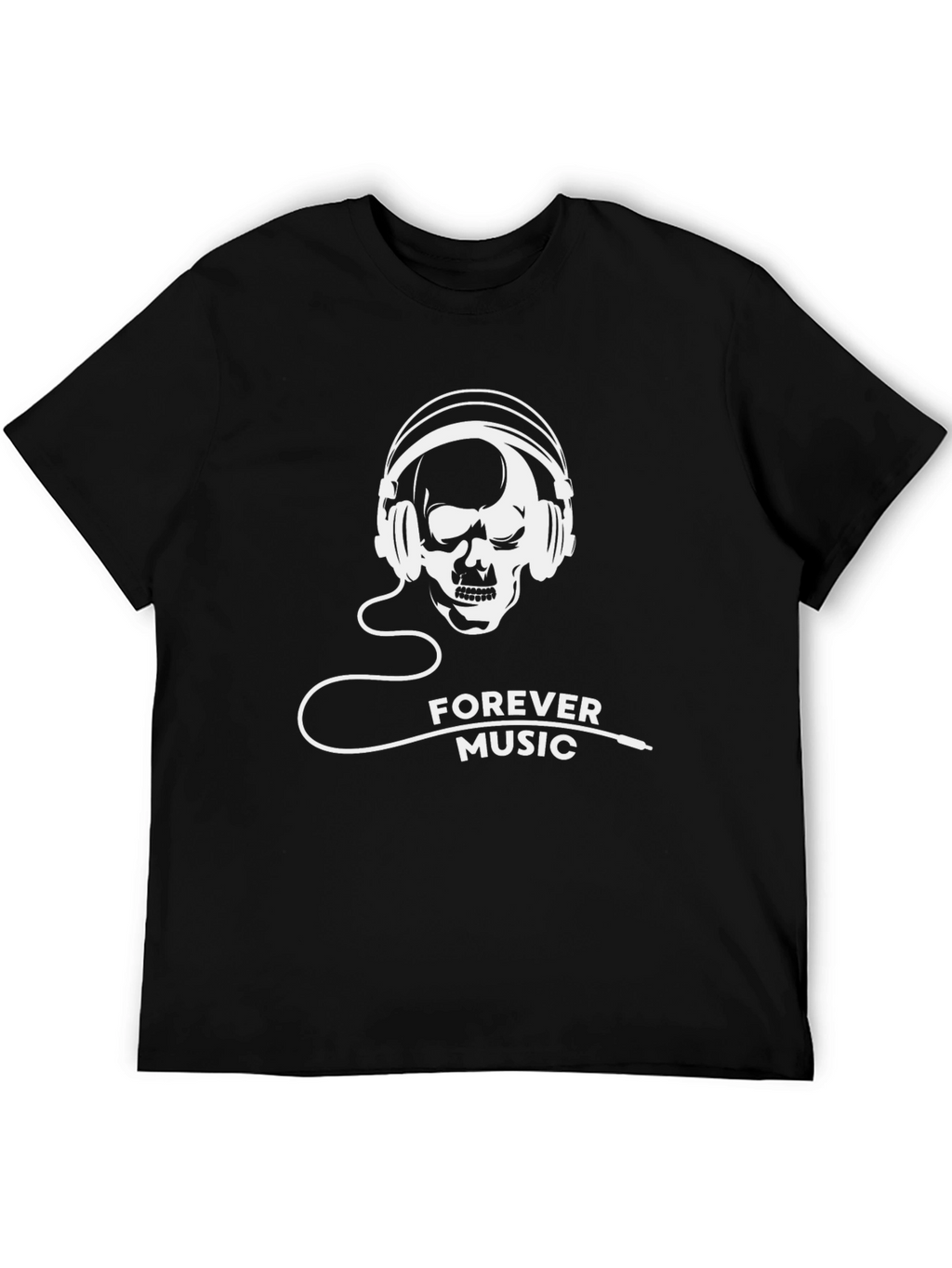 Forever Music Graphic Tee - Skull Headphones Design