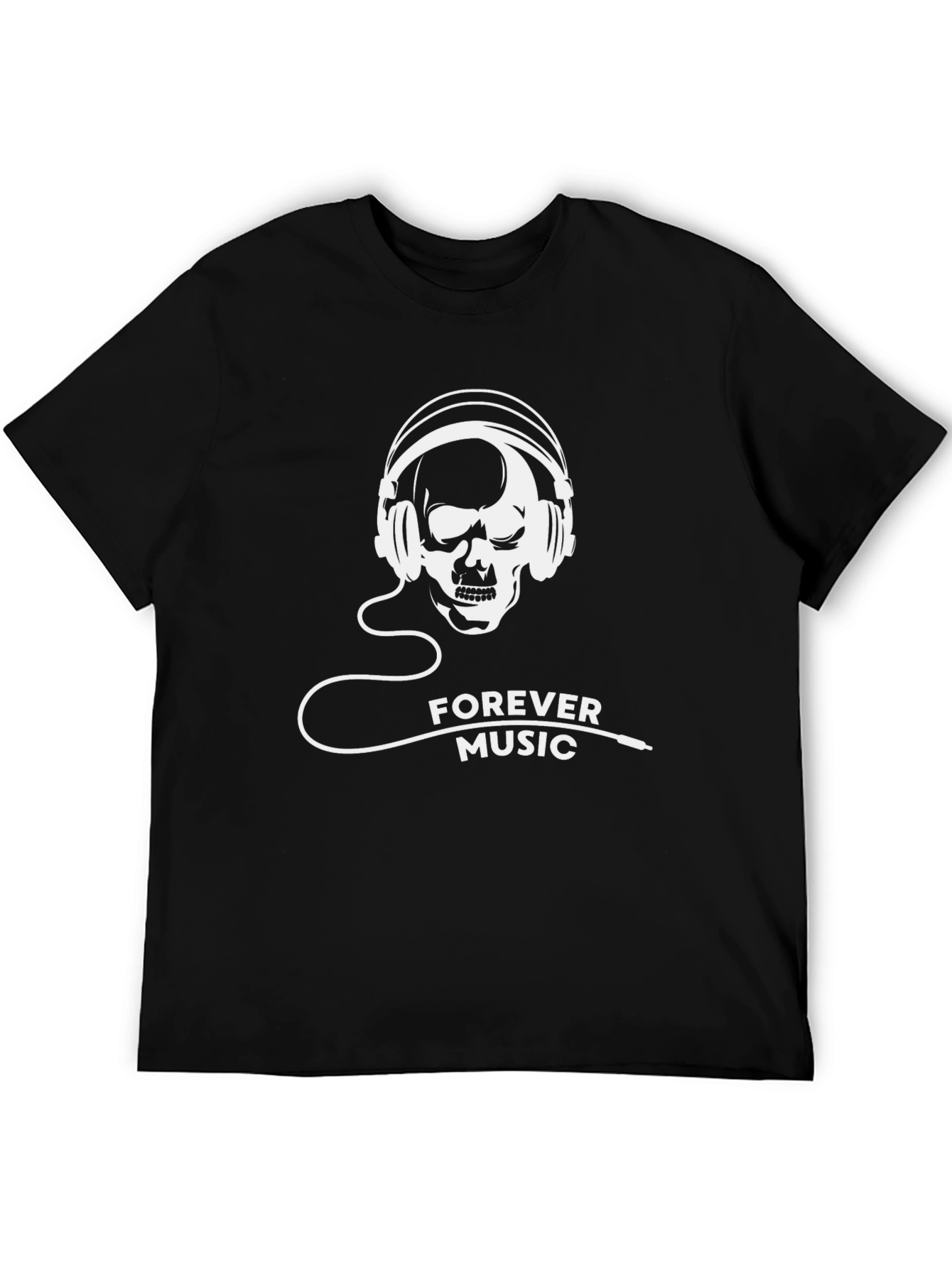 Forever Music Graphic Tee - Skull Headphones Design