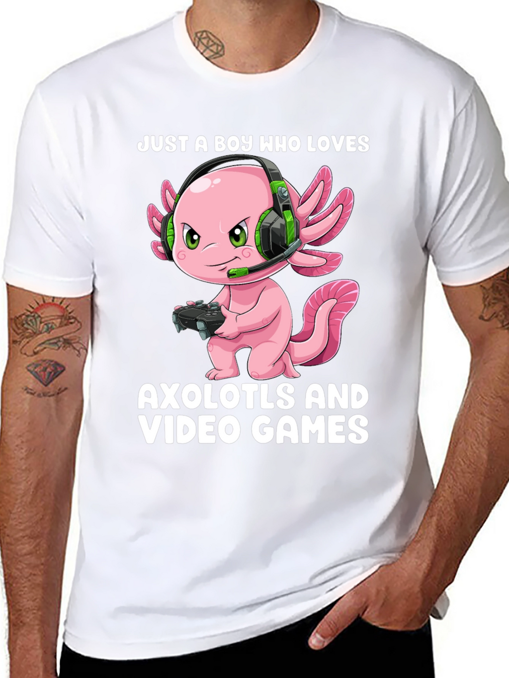 Boy Who Loves Axolotls & Video Games T-Shirt