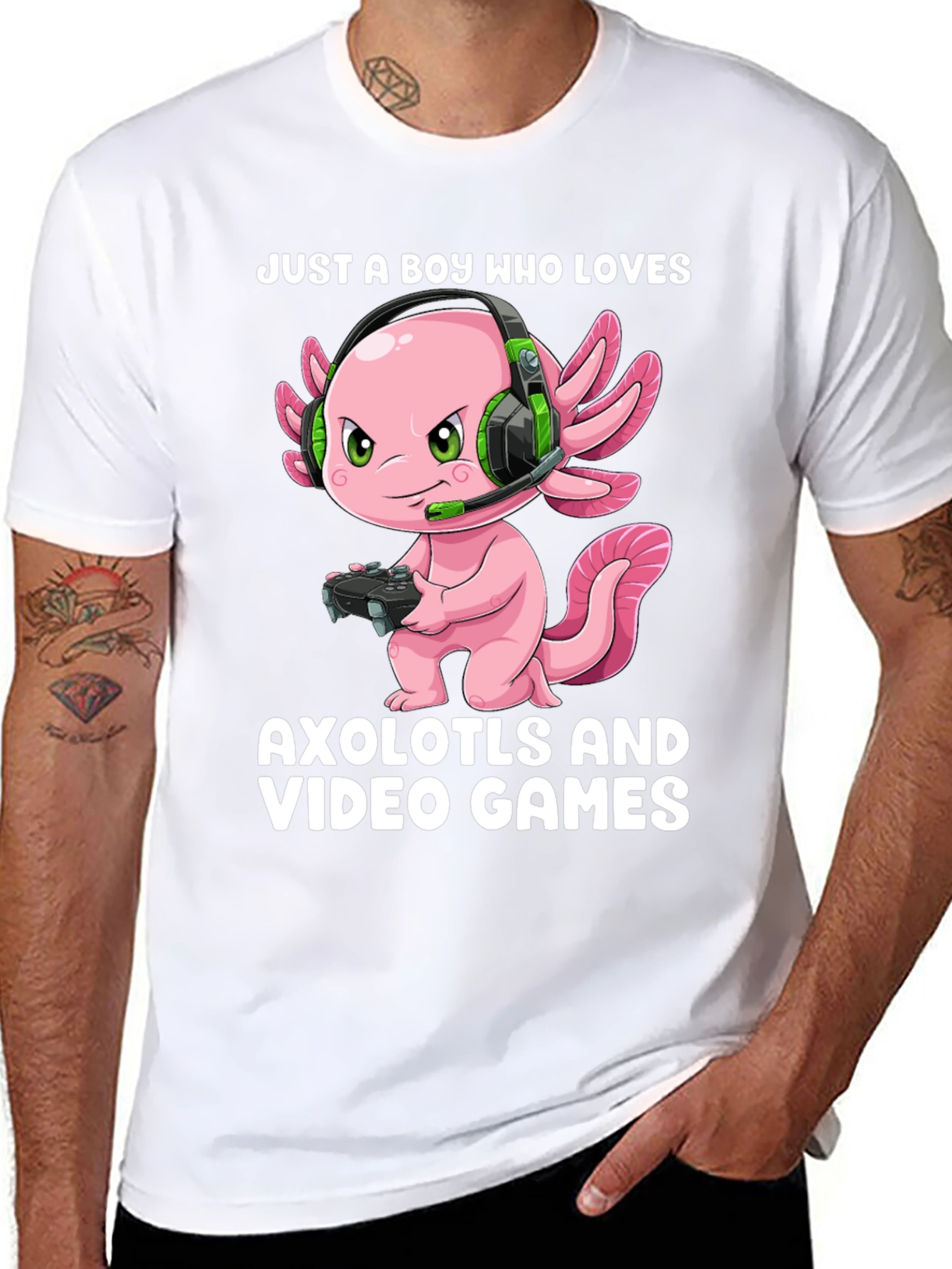 Boy Who Loves Axolotls & Video Games T-Shirt