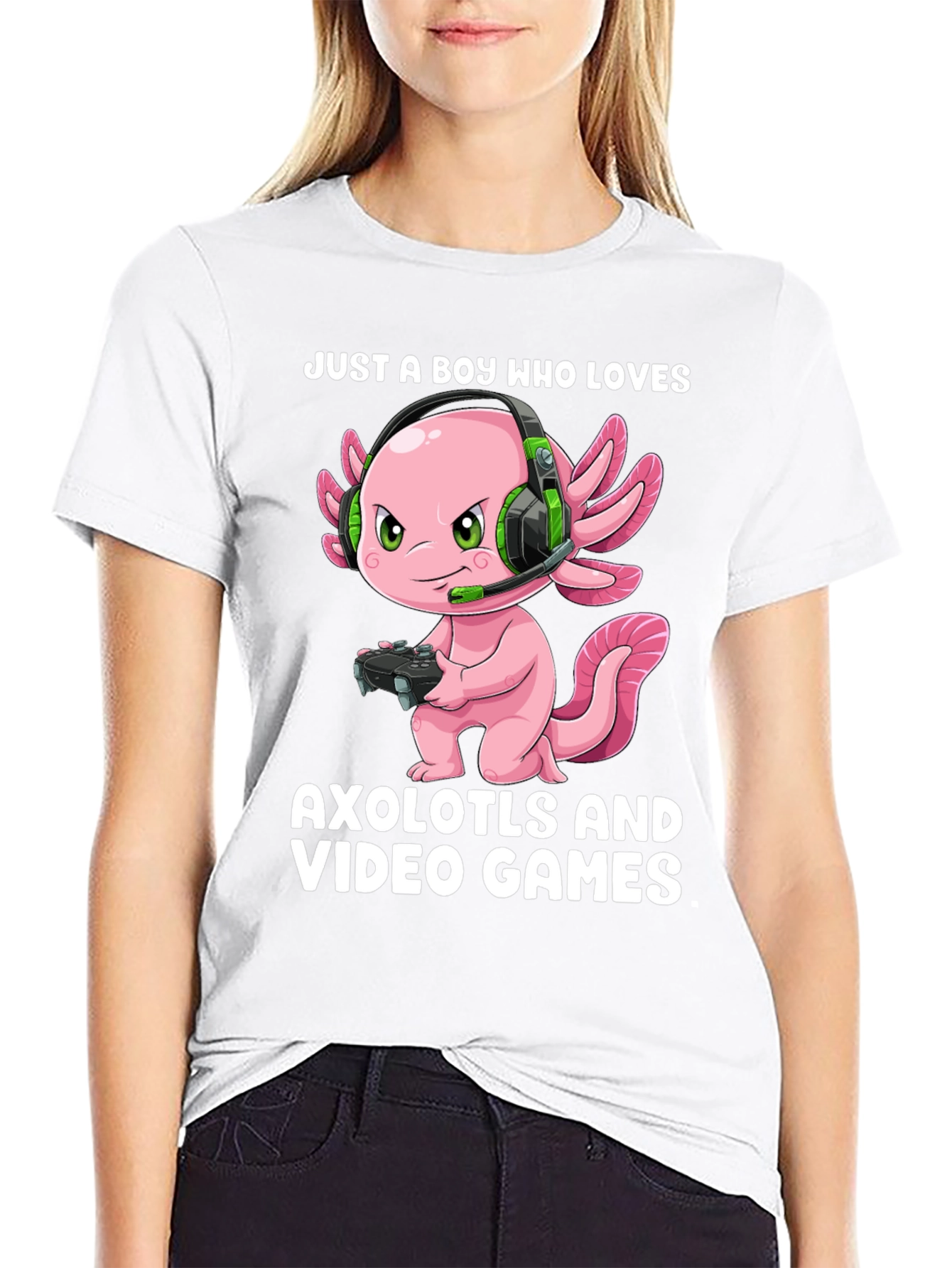 Boy Who Loves Axolotls & Video Games T-Shirt