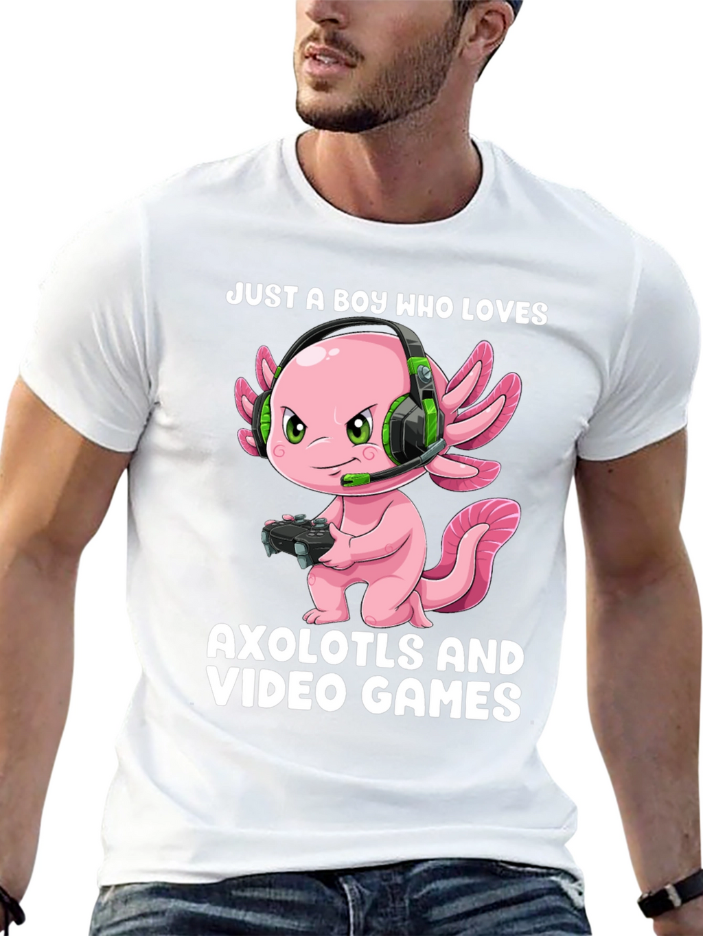 Boy Who Loves Axolotls & Video Games T-Shirt