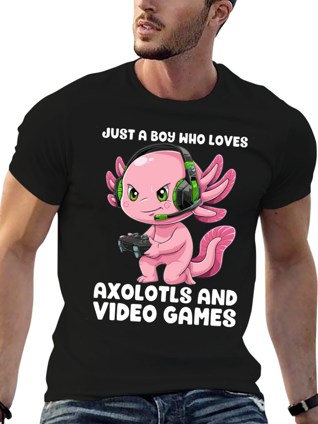 Boy Who Loves Axolotls & Video Games T-Shirt