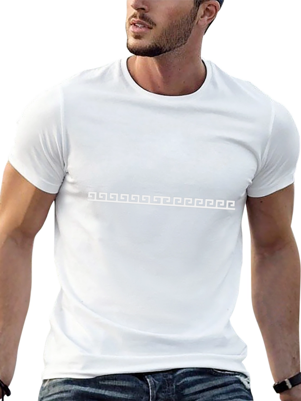 Modern Greek Key Pattern T-Shirt - Stylish Black Tee