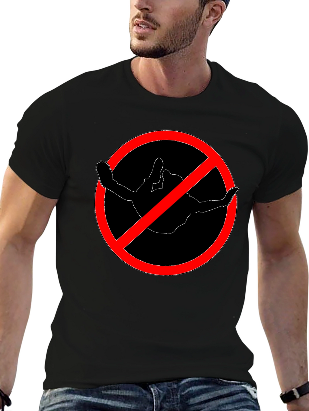 No Diving Black Crew Neck T-Shirt