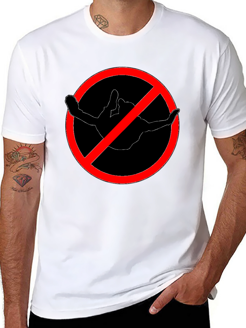 No Diving Black Crew Neck T-Shirt