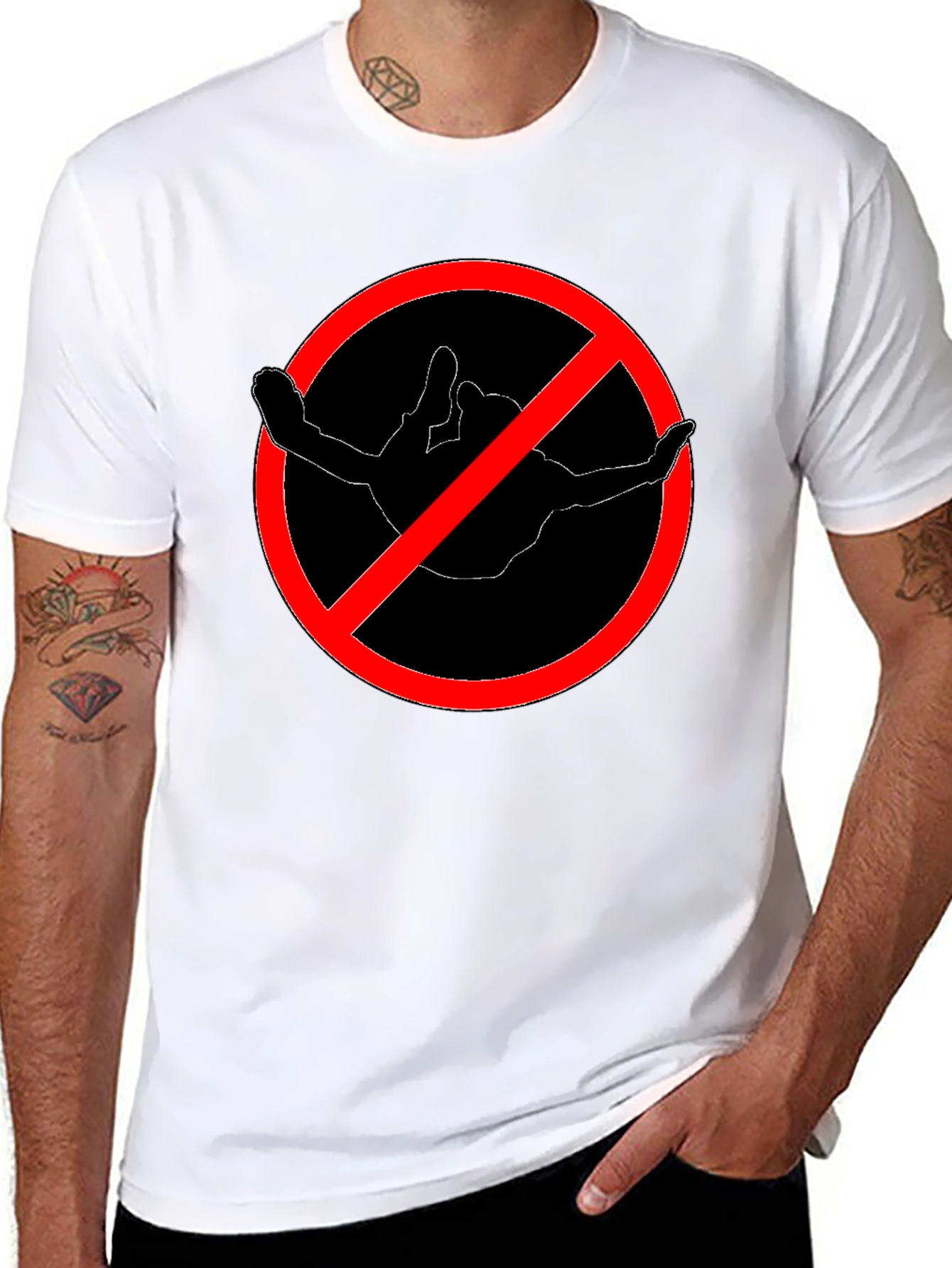 No Diving Black Crew Neck T-Shirt