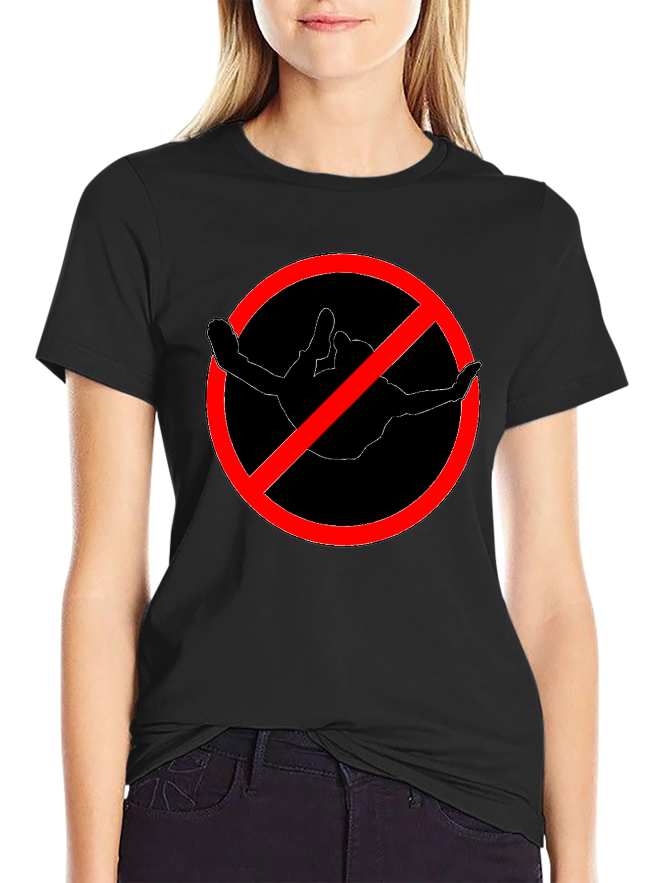No Diving Black Crew Neck T-Shirt
