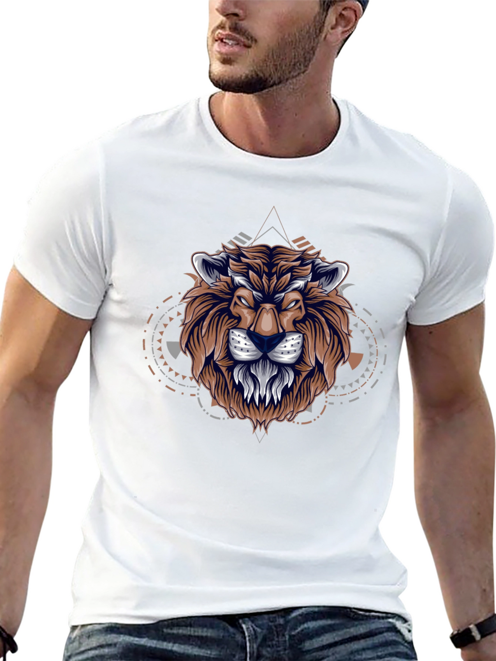 Lion Graphic Print Black T-Shirt