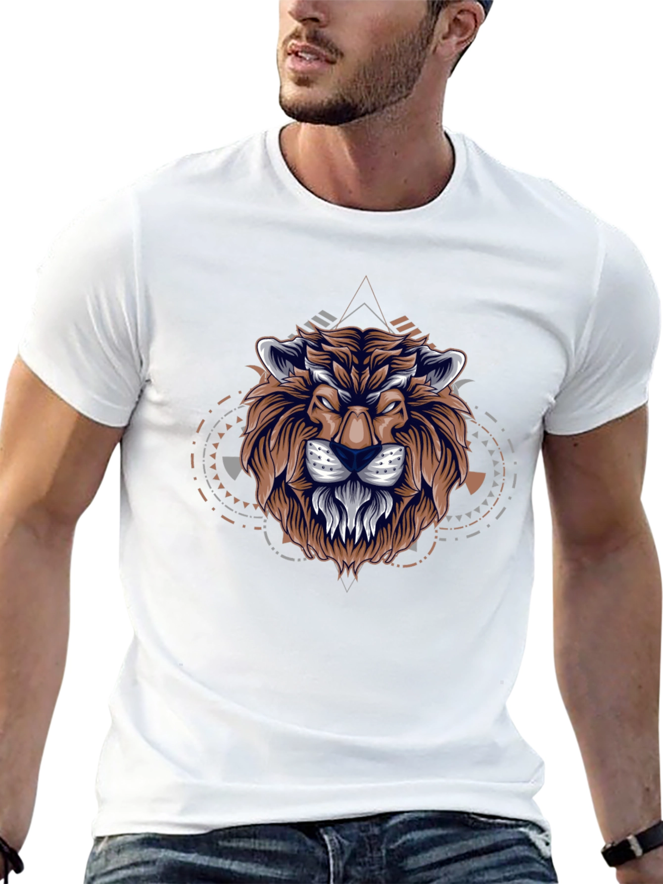 Lion Graphic Print Black T-Shirt