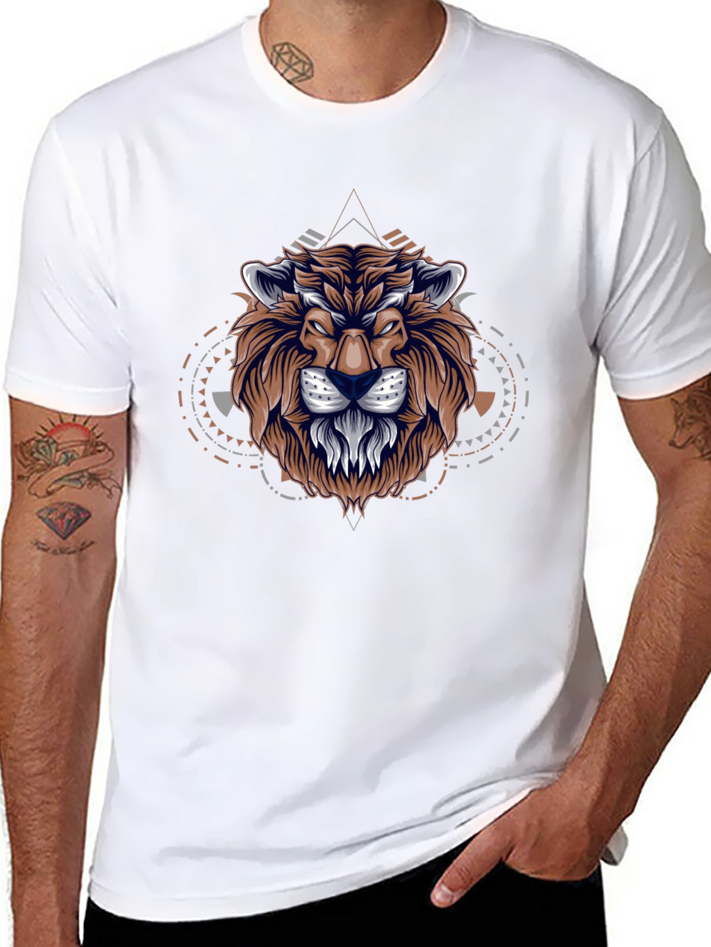 Lion Graphic Print Black T-Shirt