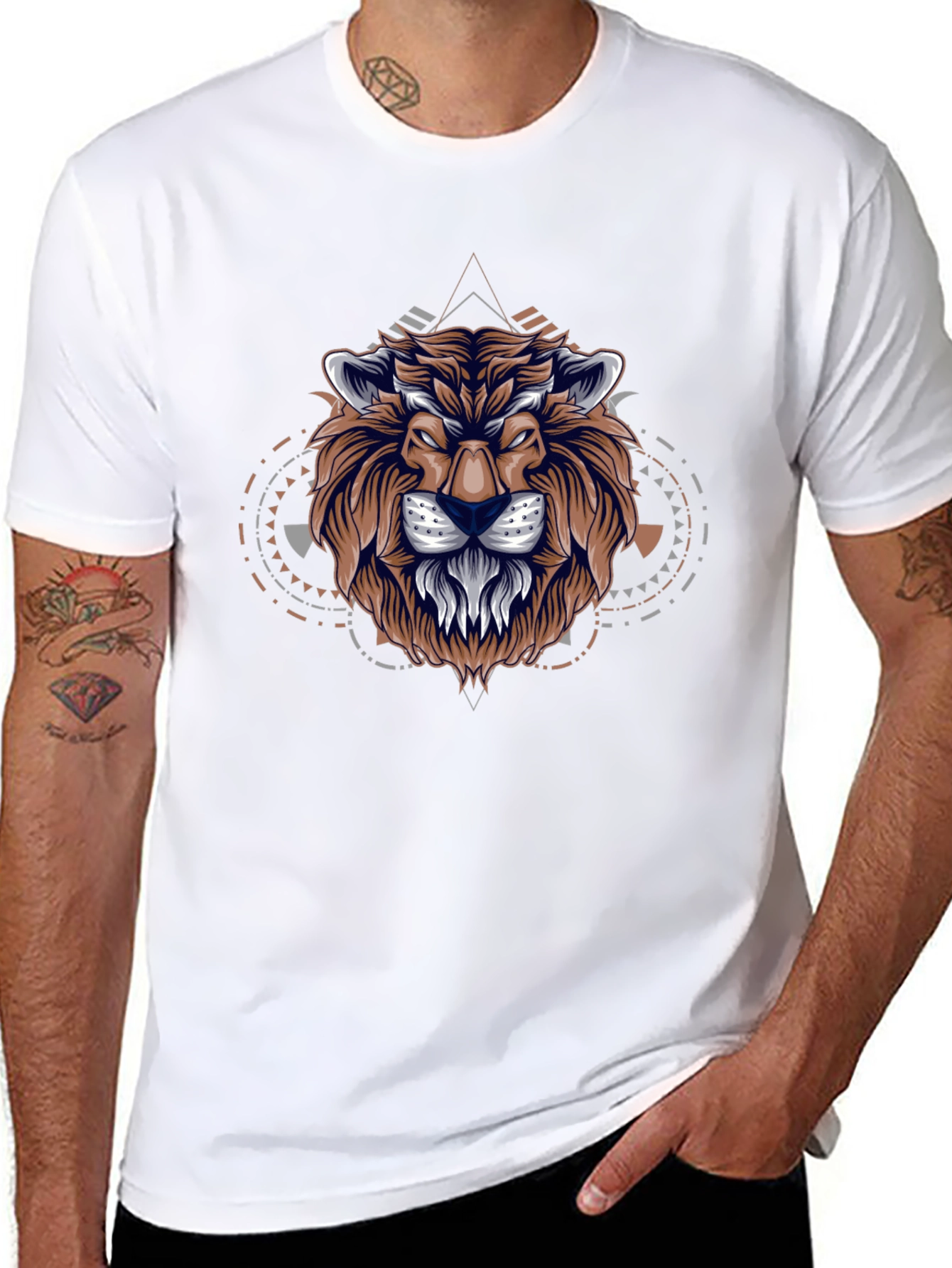 Lion Graphic Print Black T-Shirt