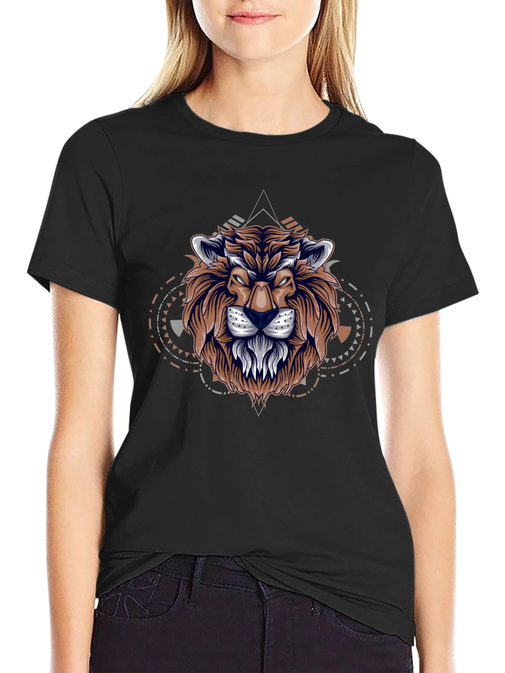 Lion Graphic Print Black T-Shirt