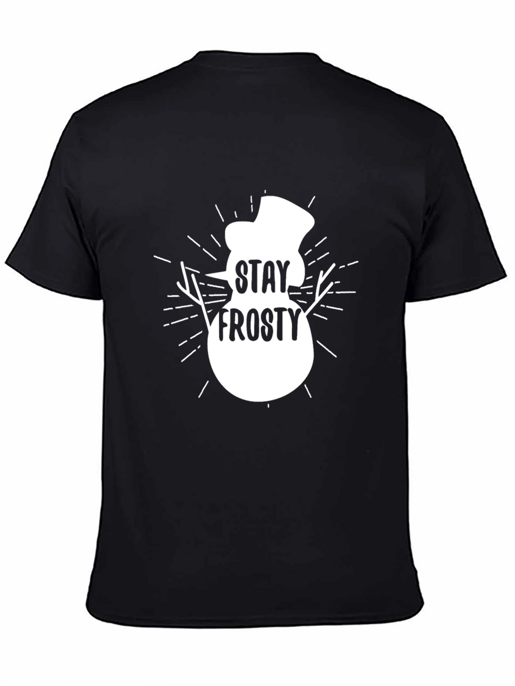 Stay Frosty Snowman Graphic Tee - Black Cotton T-Shirt