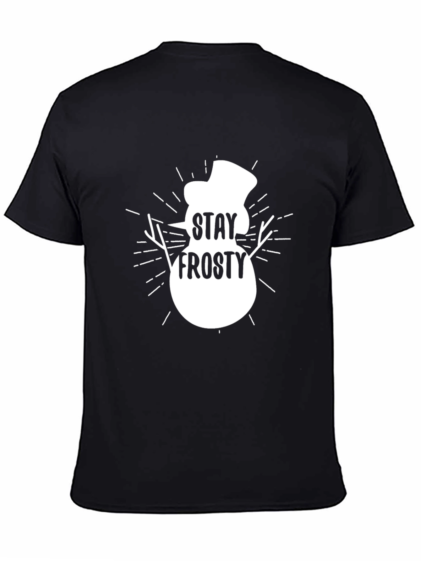 Stay Frosty Snowman Graphic Tee - Black Cotton T-Shirt