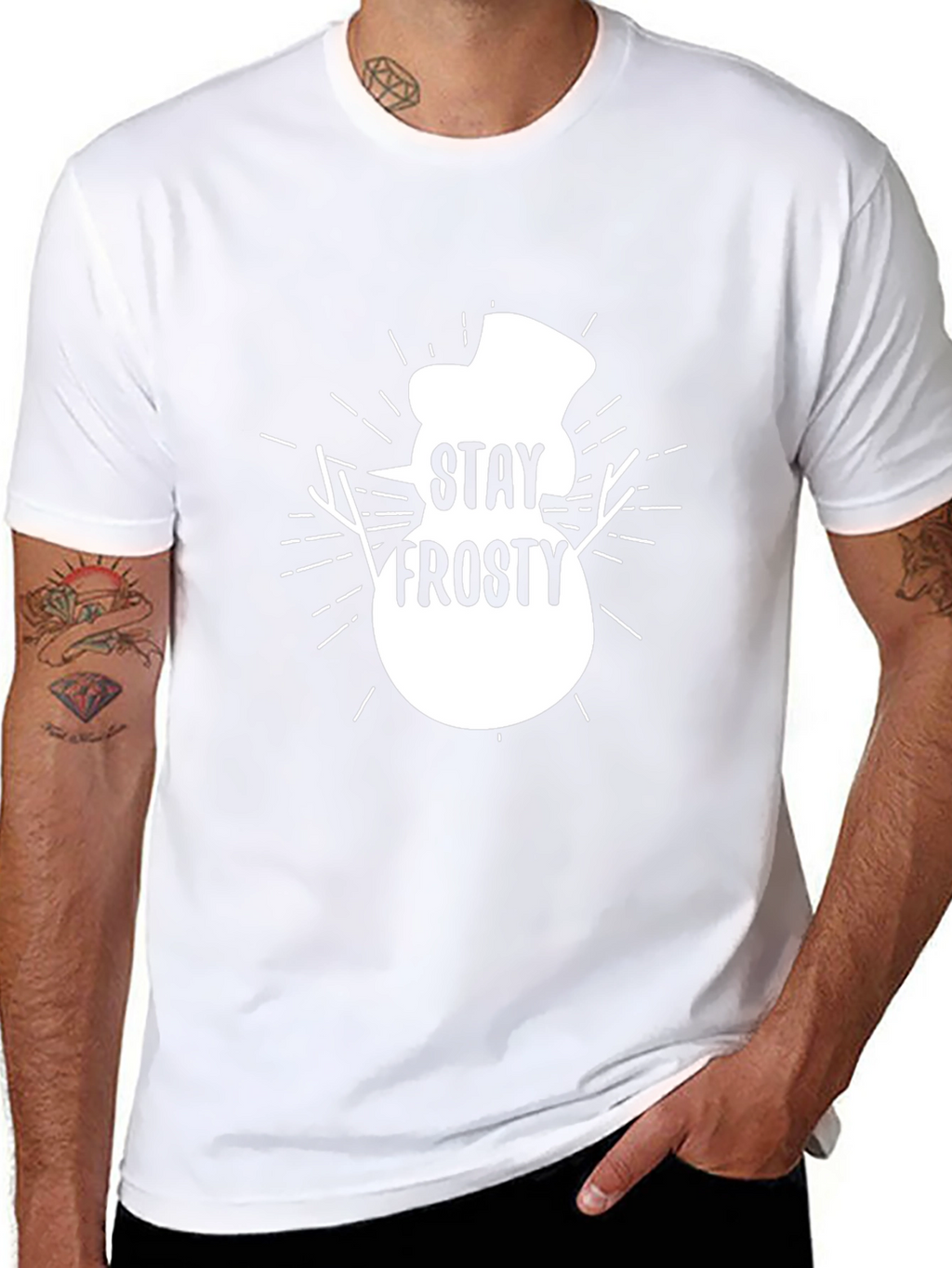 Stay Frosty Snowman Graphic Tee - Black Cotton T-Shirt