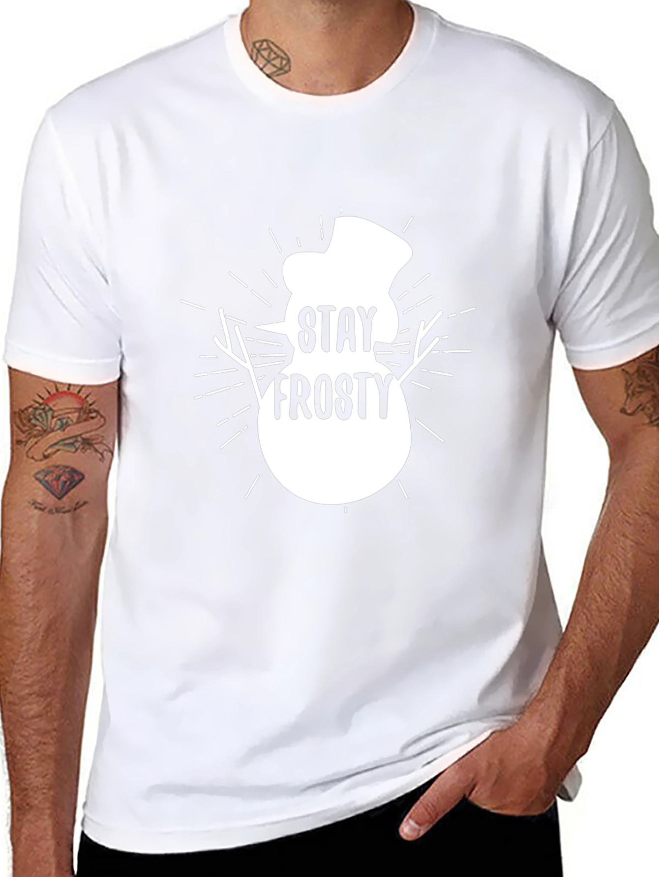 Stay Frosty Snowman Graphic Tee - Black Cotton T-Shirt