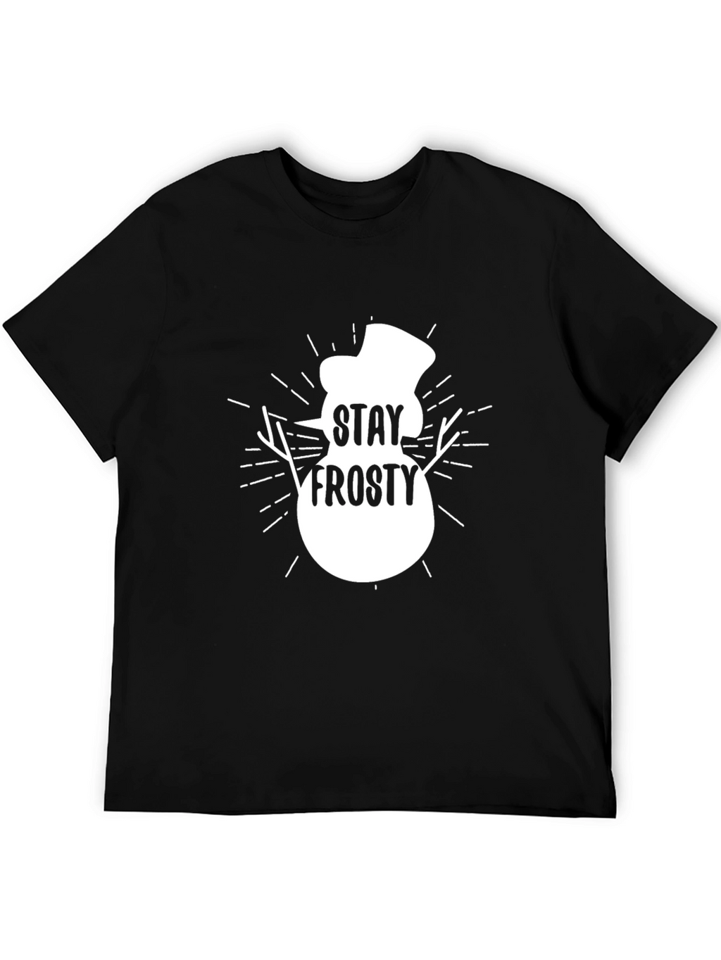 Stay Frosty Snowman Graphic Tee - Black Cotton T-Shirt