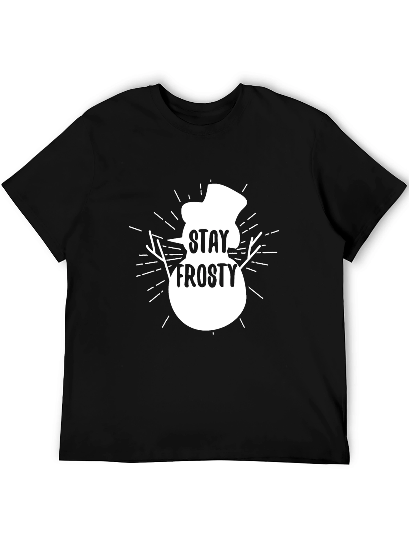 Stay Frosty Snowman Graphic Tee - Black Cotton T-Shirt